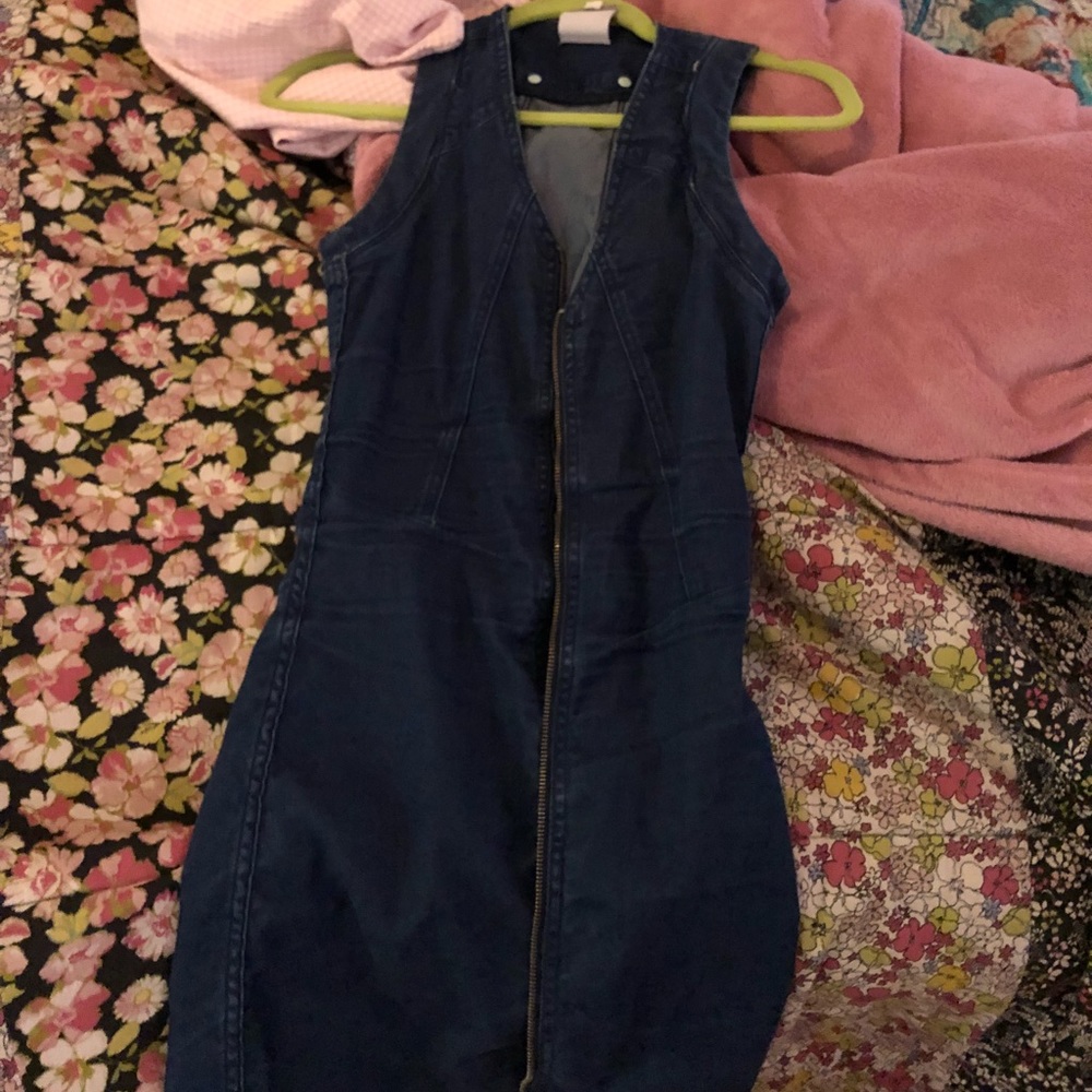 G star raw zip up denim mini dress